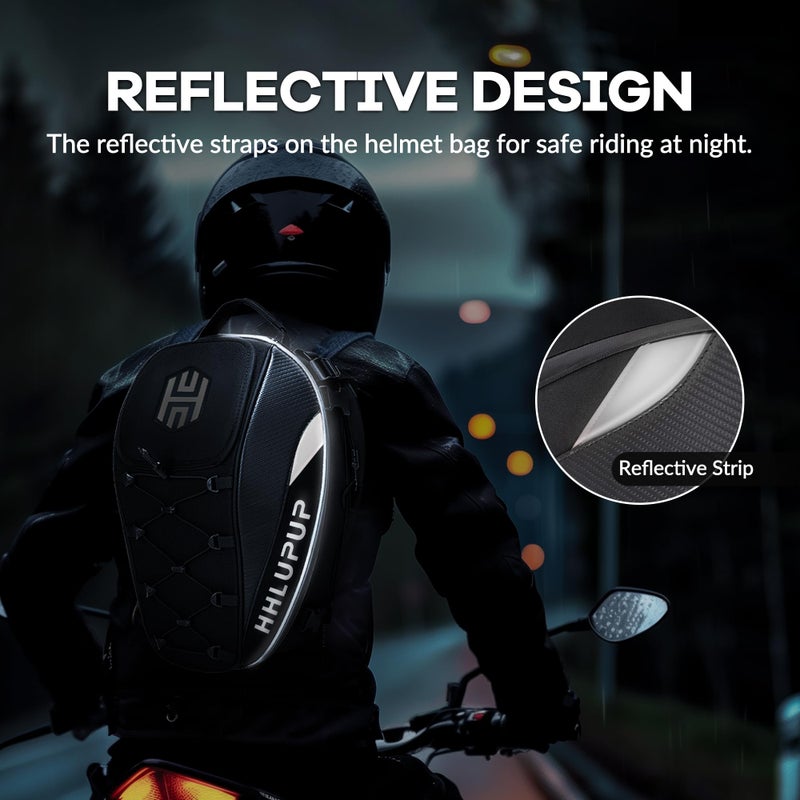 HHLUPUP Motorcycle Tail Bag Seat Helmet Large Capacity Dual Use Motorcycle Backpack, 25L-38L Waterproof Luggage Bags White - Image 5